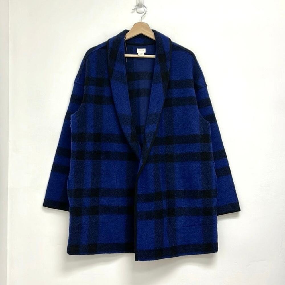 Nordstrom Aspen Oversized Plaid Wool-Blend Open Front Cozy Cabin Shacket - Med